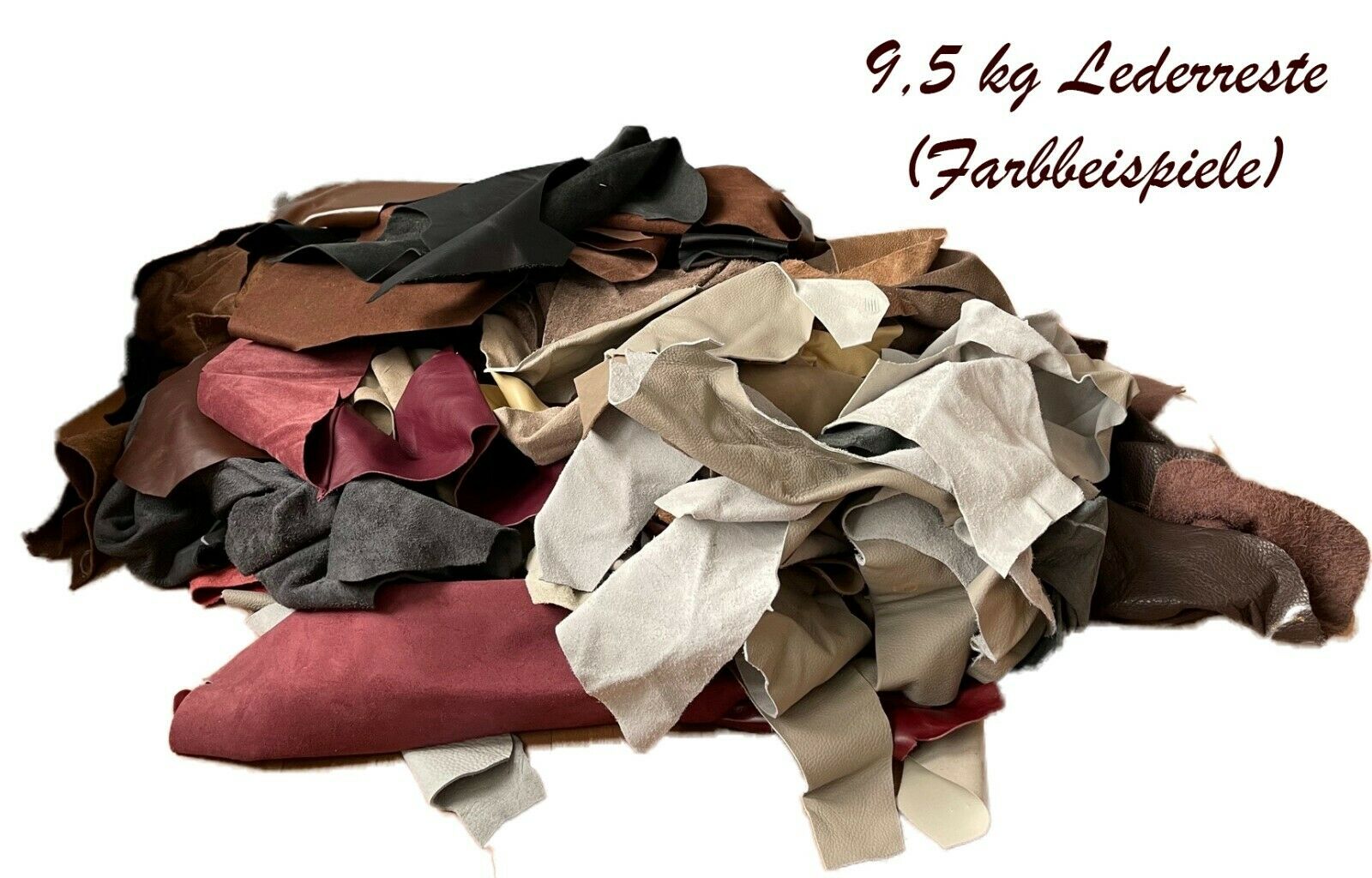 9,5 Kg Lederreste Möbelleder gemischte Farben Strukturen Stärken 3-5 Hand groß