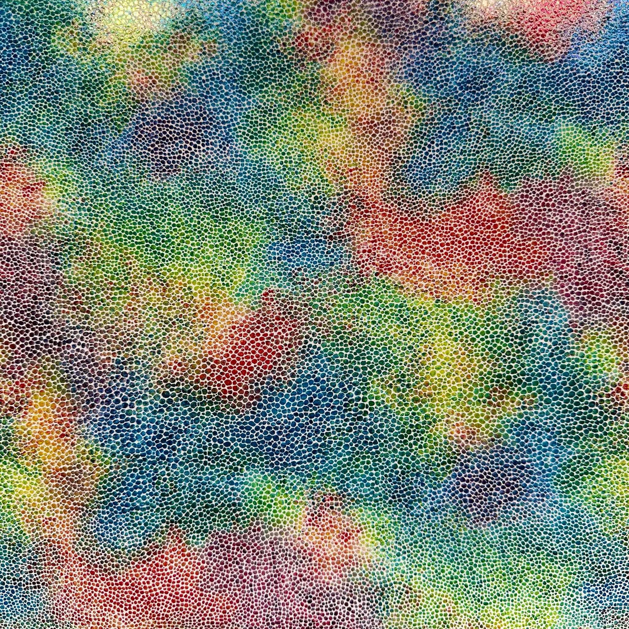 Schuh- & Taschenleder „Rainbow Dots“ – Buntes Rindleder mit Zellstruktur-Prägung