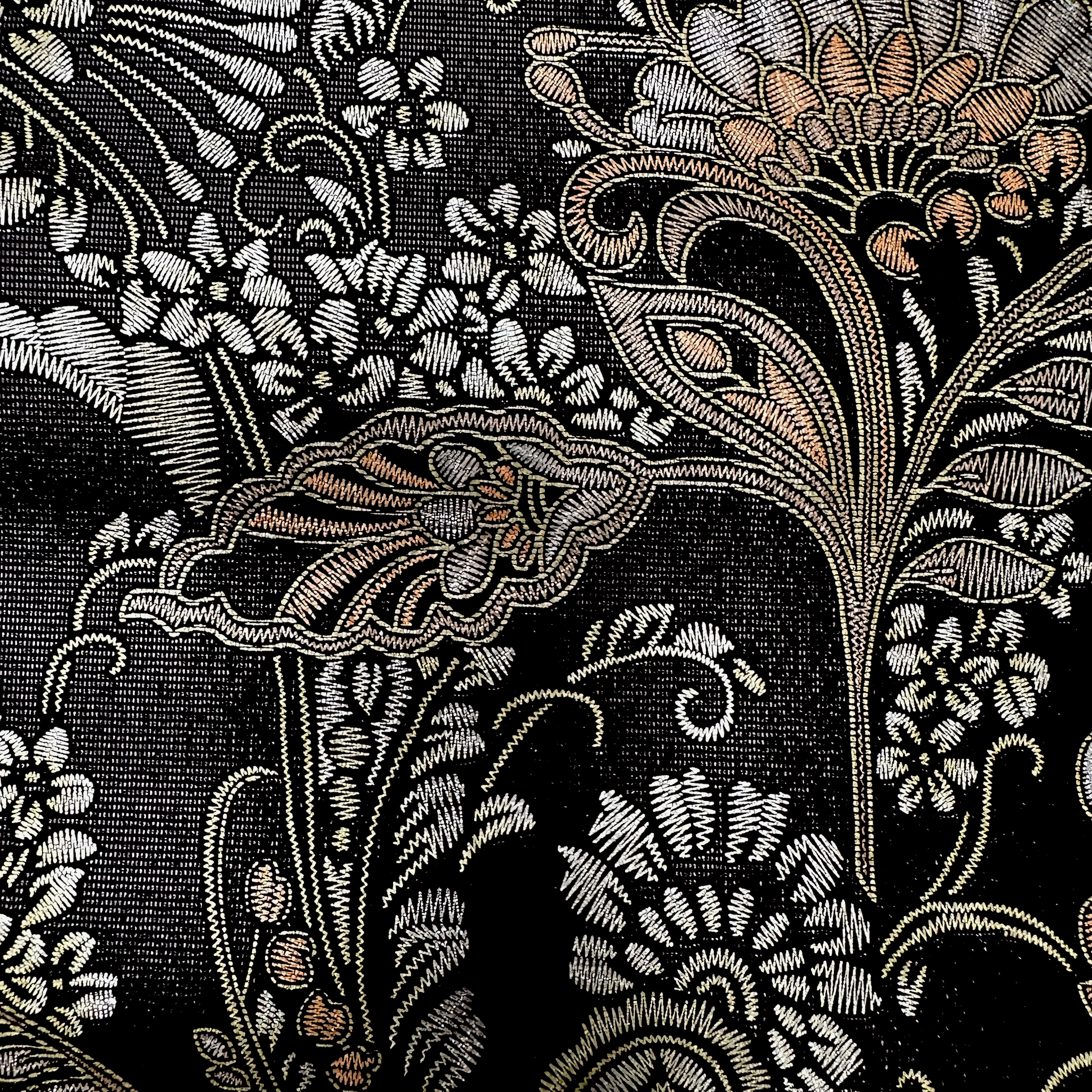 Schuh- & Taschenleder „Barockes Blumenmuster in Gold“ – Rindleder mit floraler Folierung