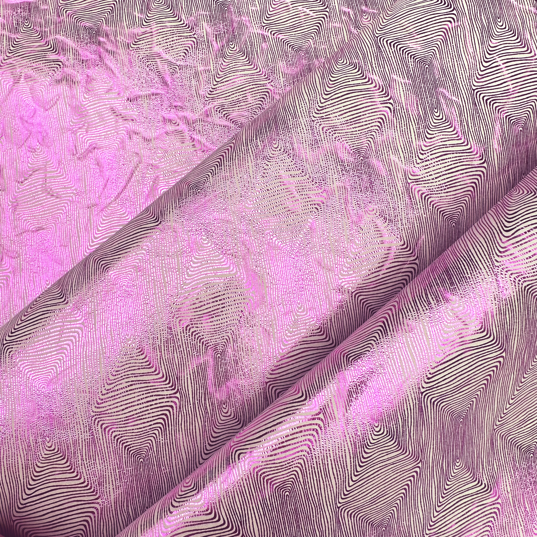 Schuh-/Taschenleder Metallicstreifen Pink - Rindleder mit feinem Linienmuster