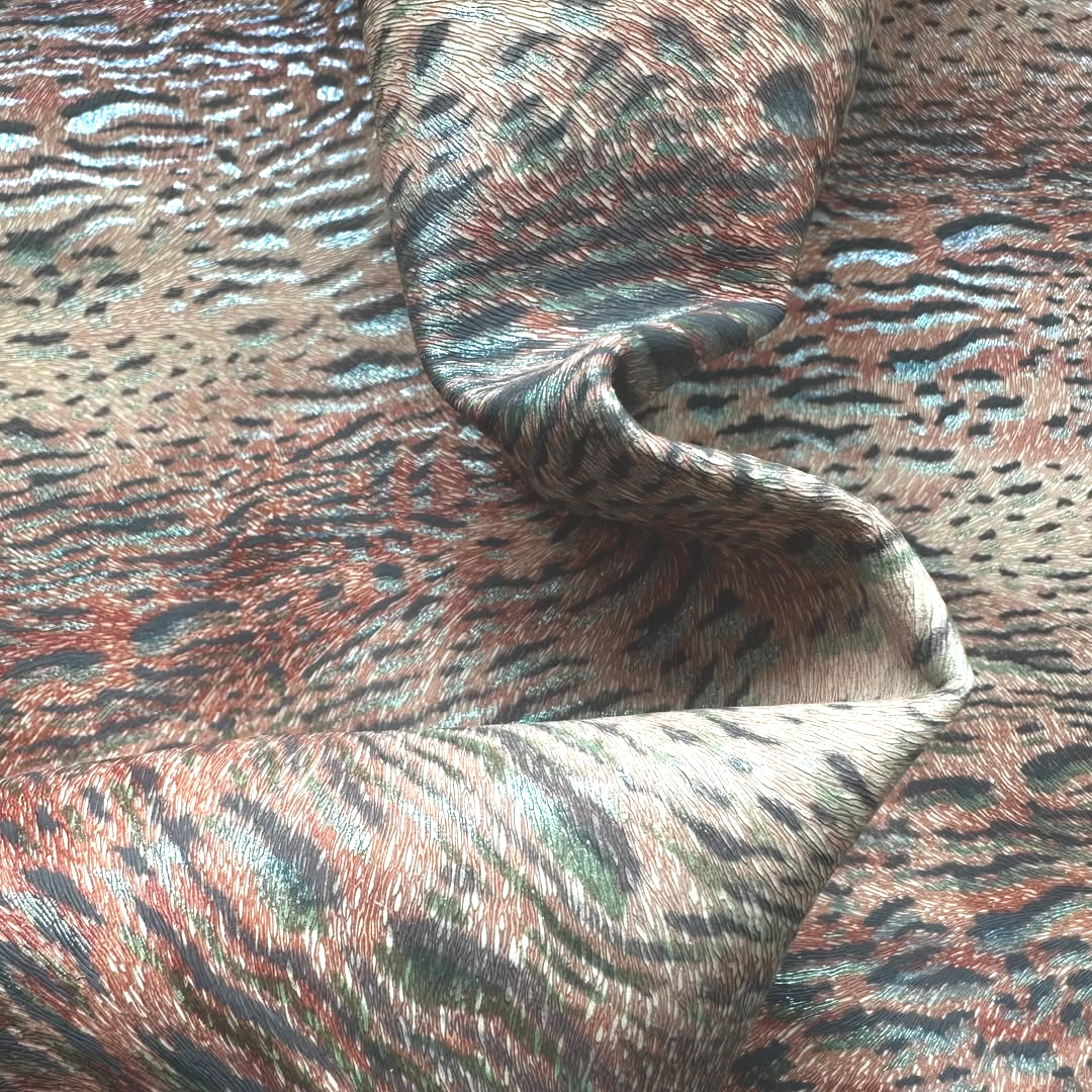 Schuh- & Taschenleder „Tiger Pastelltöne“ – Rindleder mit 3D-Fellprägung und Glitter