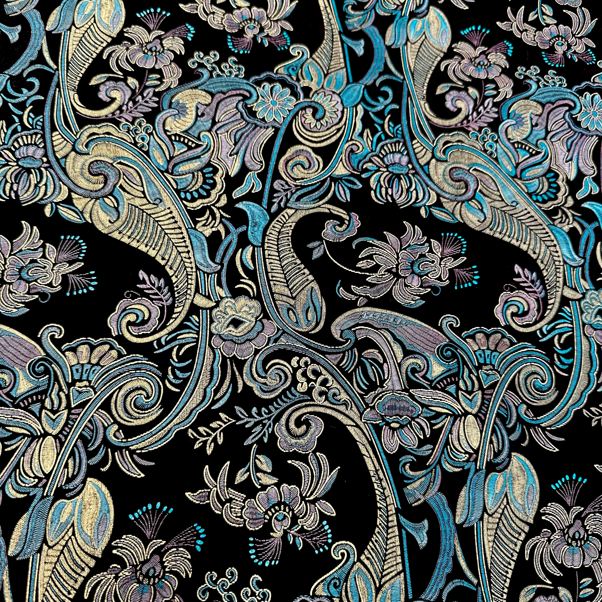 Schuh- & Taschenleder „Barockes Blumenmuster in Blau“ – Rindleder mit floraler Folierung