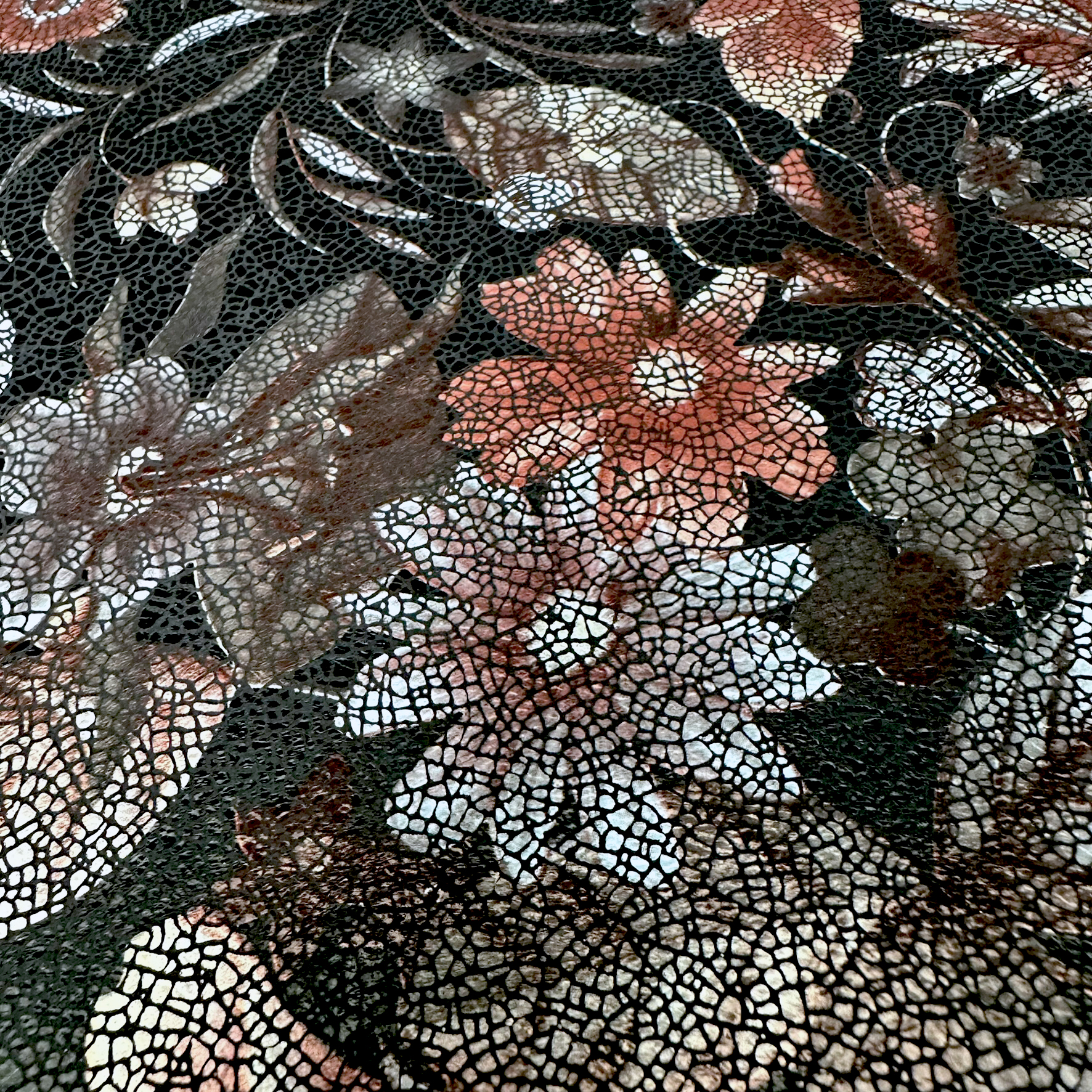 Schuh- & Taschenleder „Blumenmeer Multicolor in gedeckten Farben“ – Rindleder mit floraler Folierung in Mosaikoptik