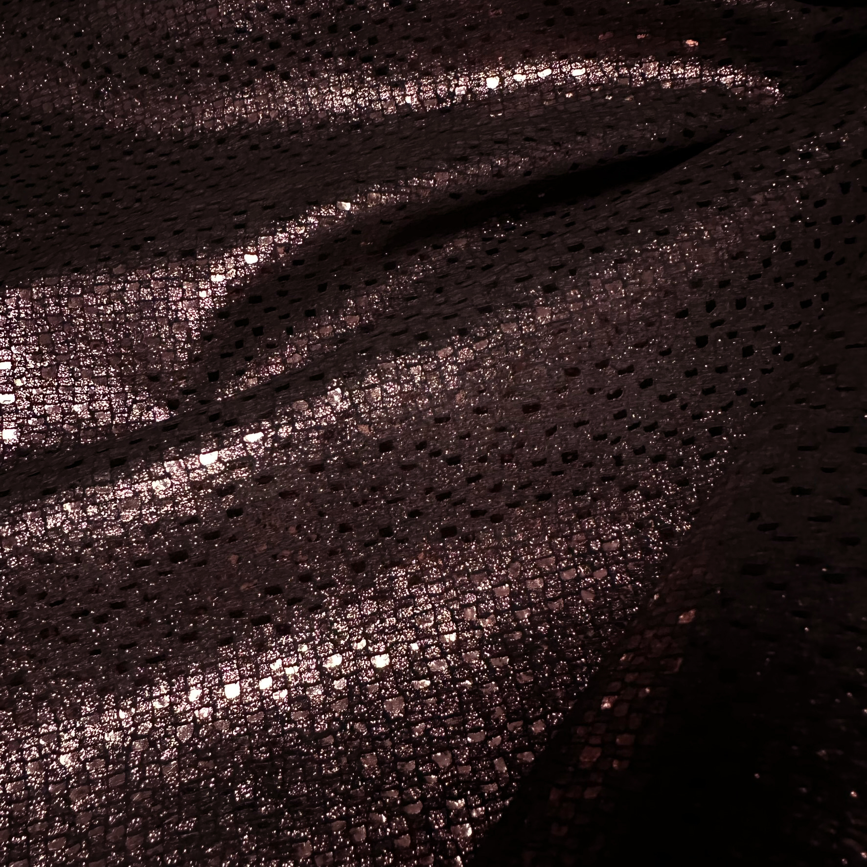 Schuh- & Taschenleder „Mosaik Braun Metallic“ – Veloursleder mit Mosaicfollierung & Metallic-Finish 