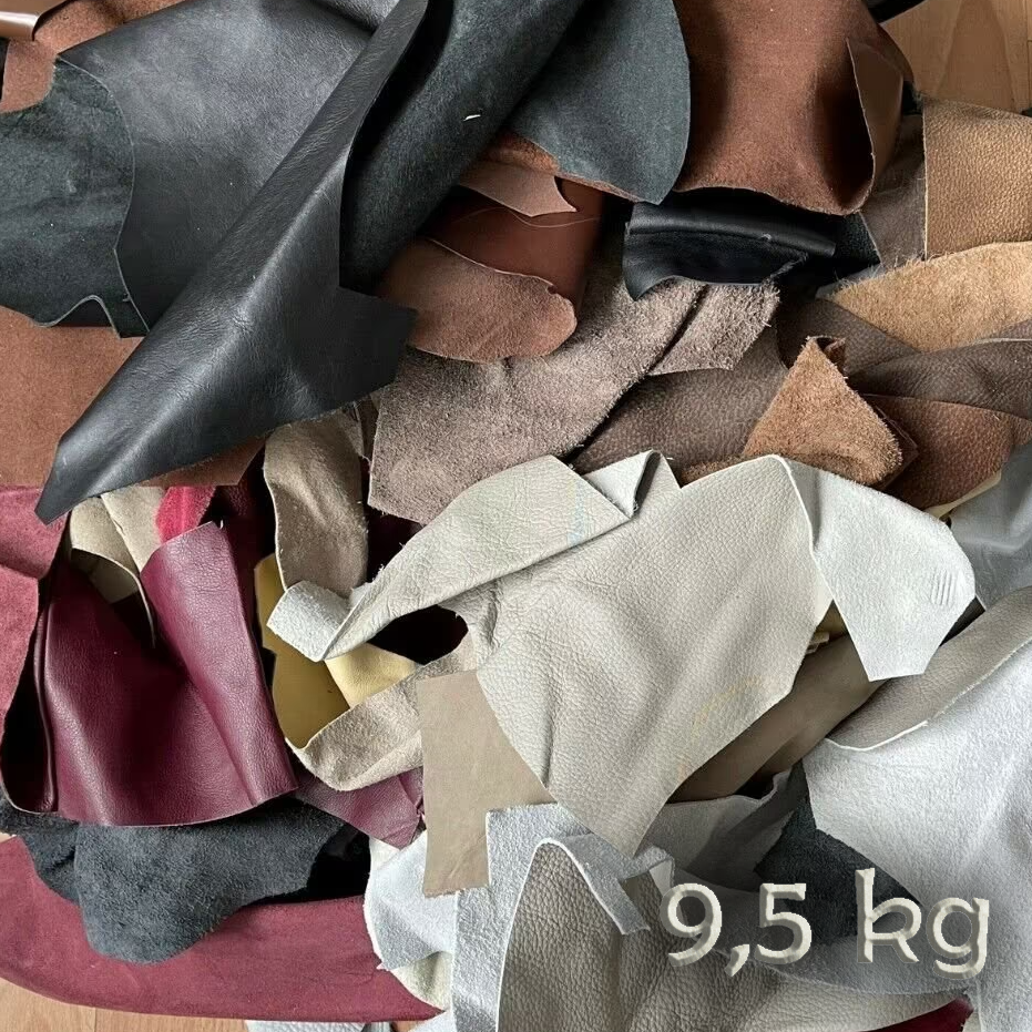 9,5 Kg Lederreste Möbelleder gemischte Farben Strukturen Stärken 3-5 Hand groß