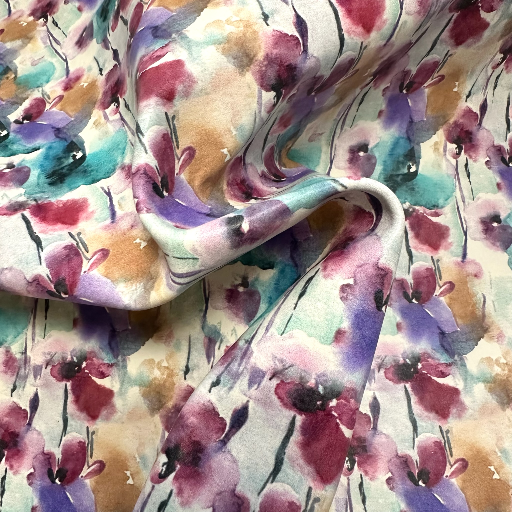 Schuh- & Taschenleder „Aquarellblüten“ – Ziegenleder mit floraler Pastellbedruckung