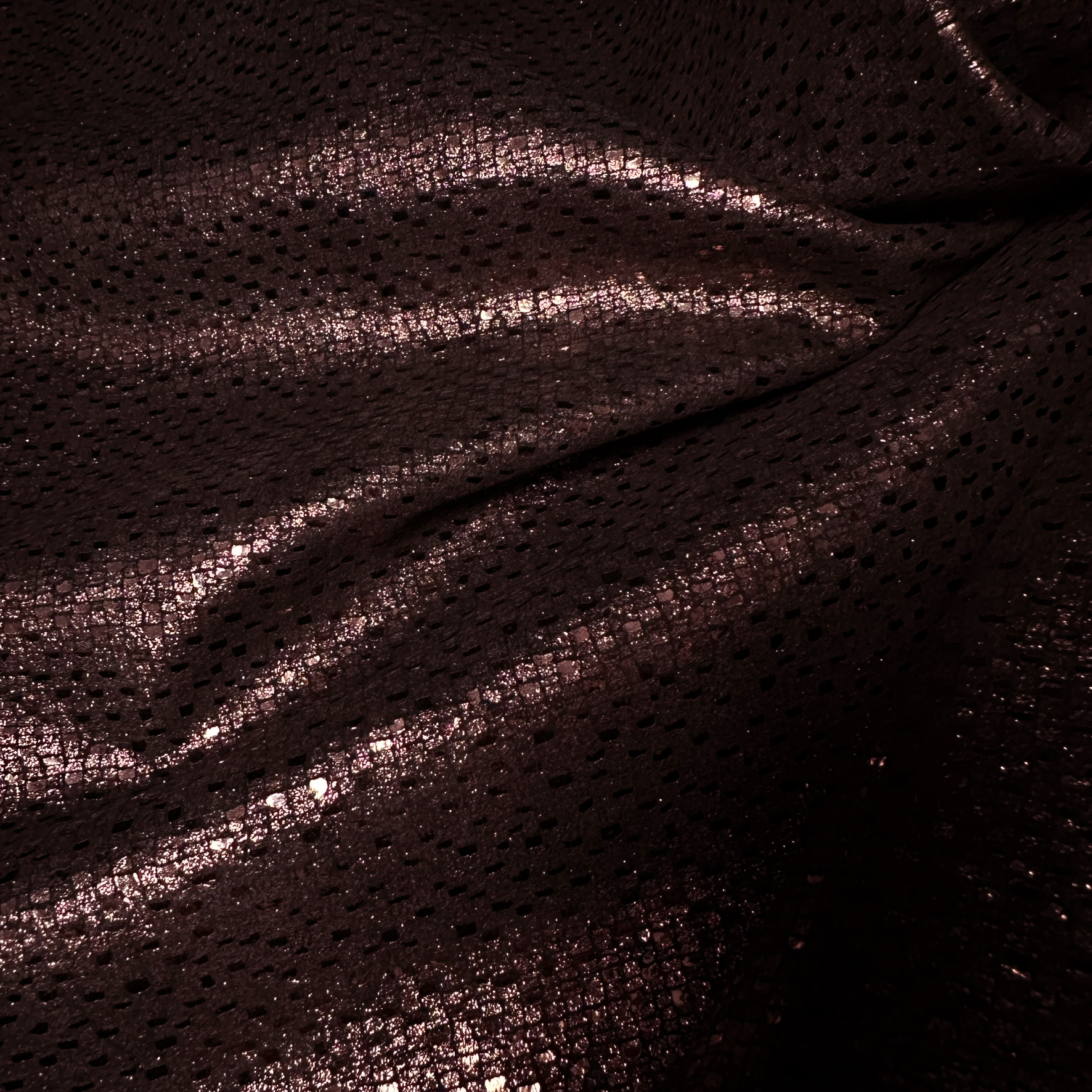 Schuh- & Taschenleder „Mosaik Braun Metallic“ – Veloursleder mit Mosaicfollierung & Metallic-Finish 