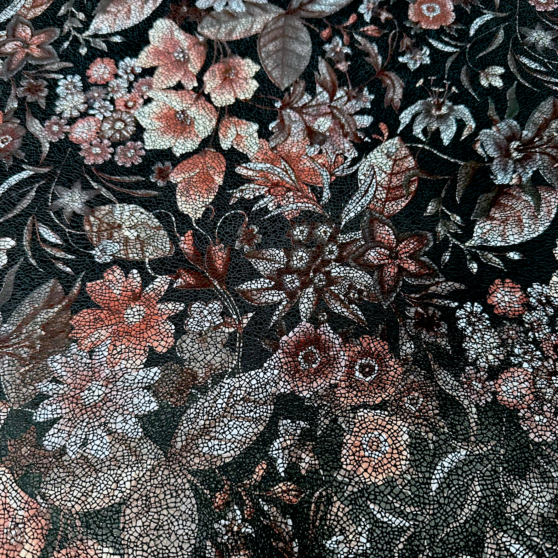 Schuh- & Taschenleder „Blumenmeer Multicolor in gedeckten Farben“ – Rindleder mit floraler Folierung in Mosaikoptik