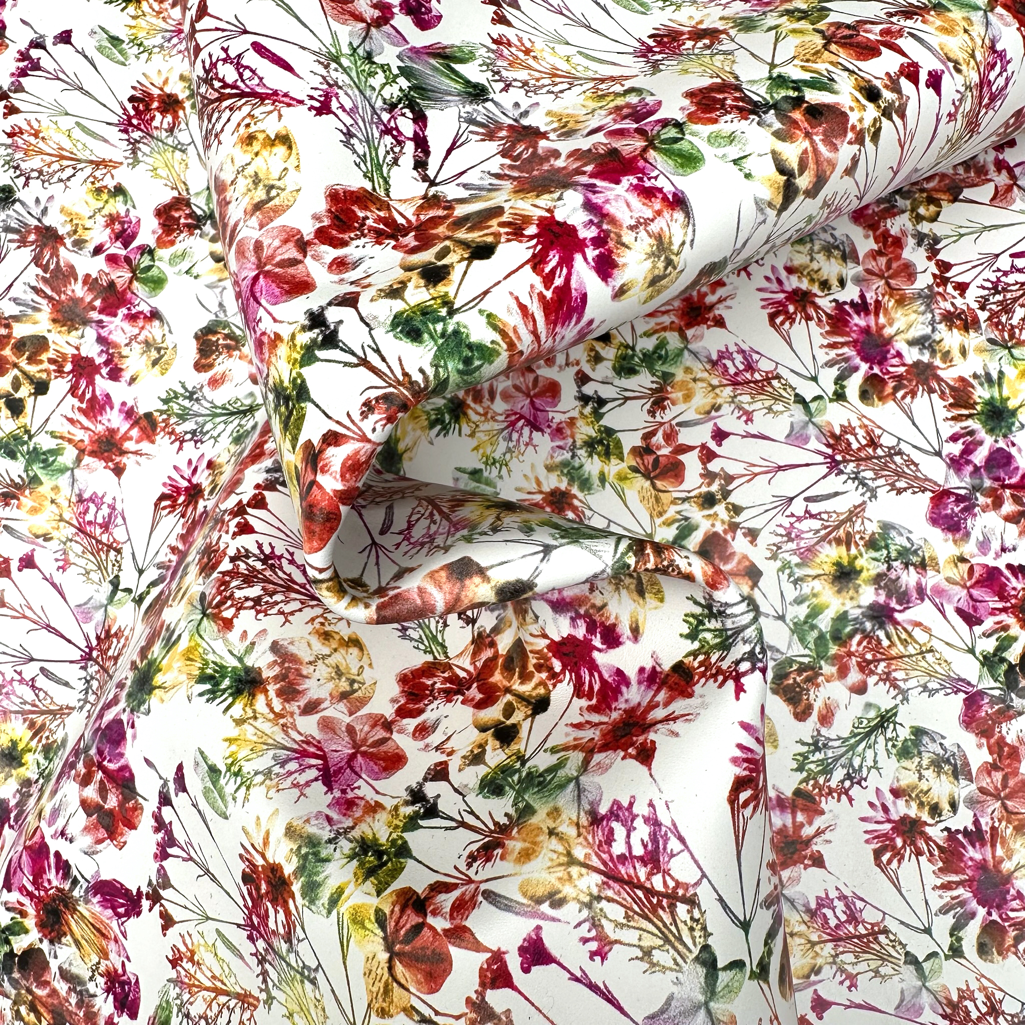 Schuh- & Taschenleder „Aquarellblüten Pink“ – Rindleder mit floraler Pastellbedruckung im Pink