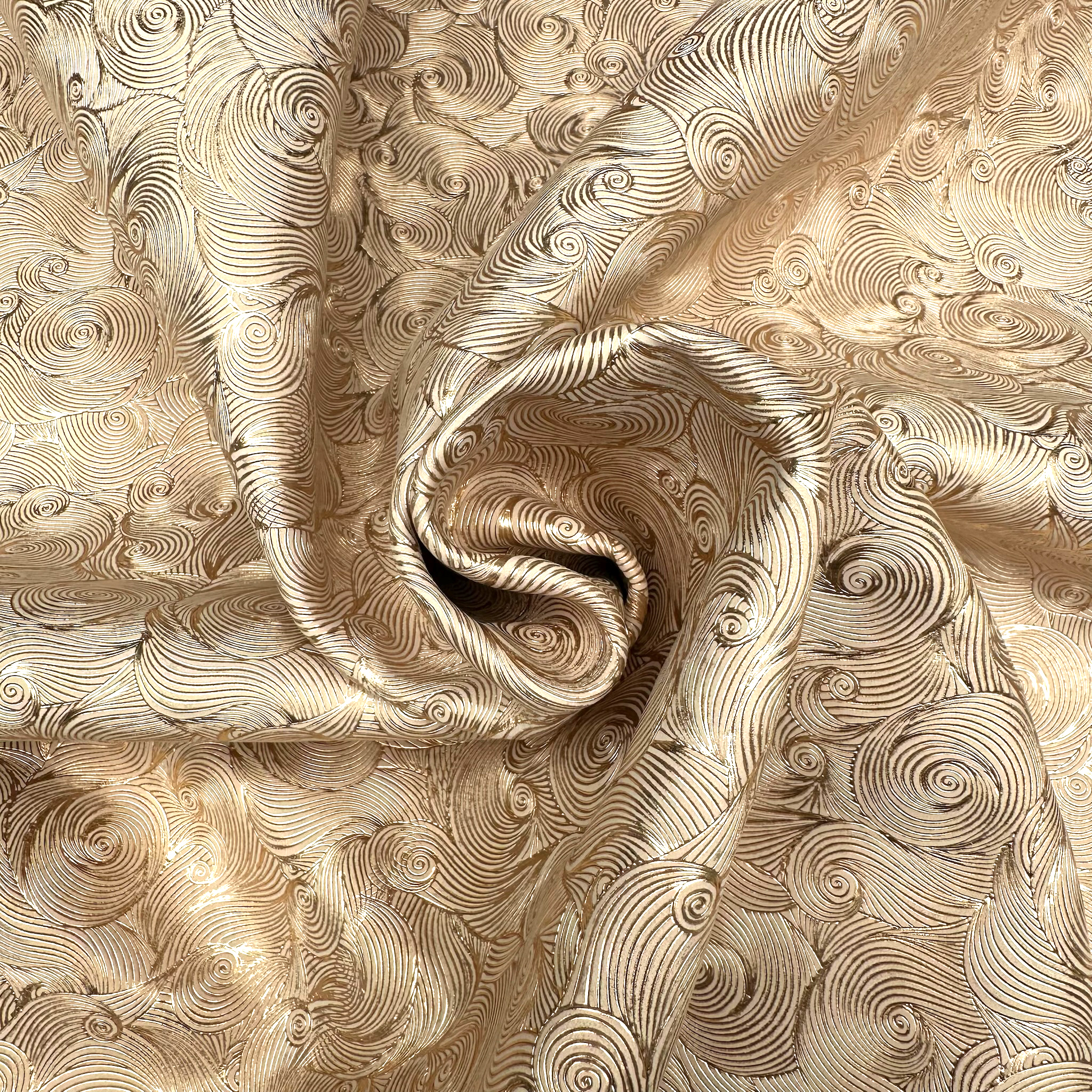 Schuh- & Taschenleder „Roségold Spirale“ – Rindleder mit 3D-Metallic-Prägung