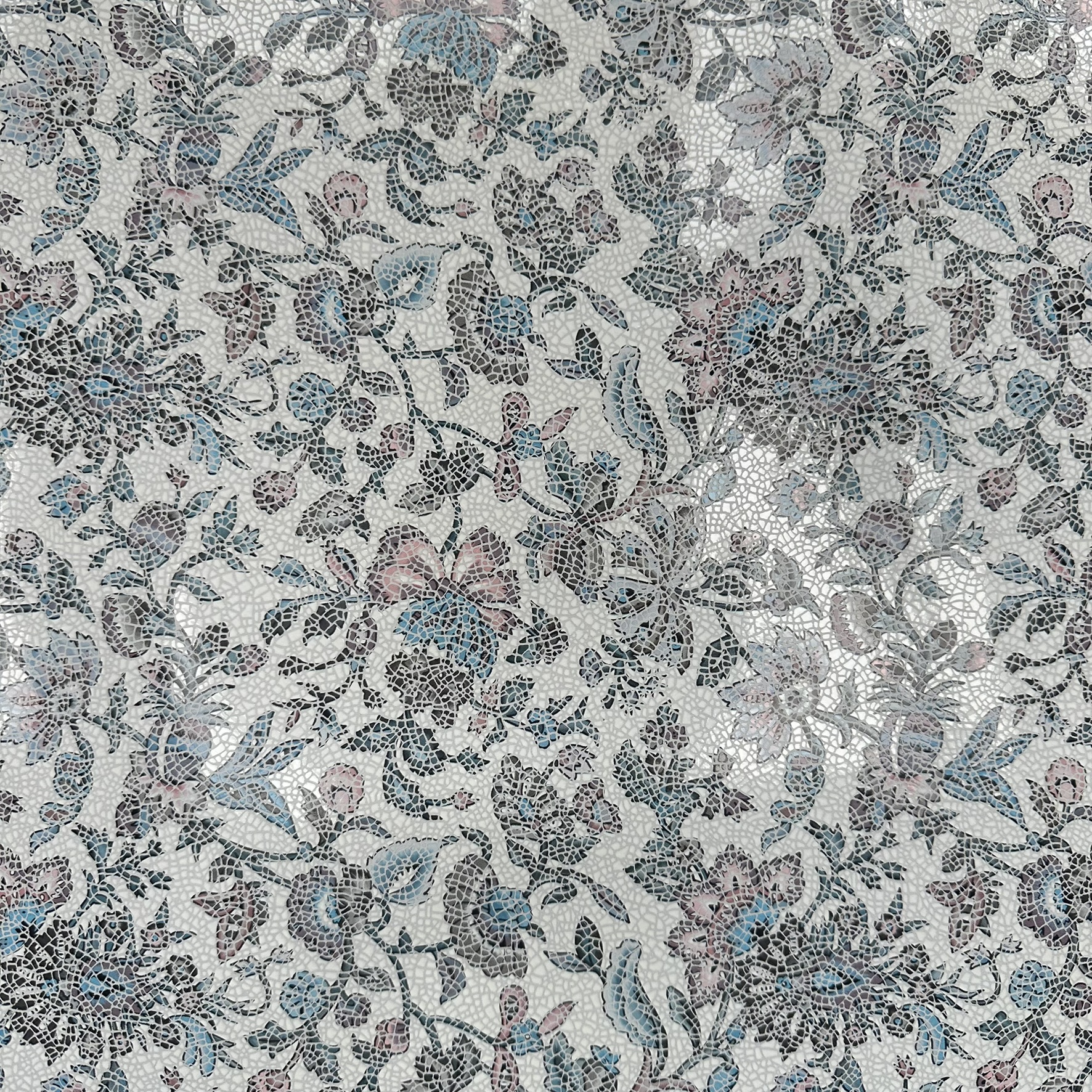 Schuh- & Taschenleder „Craquelé Floral Pastell“ – Rindleder mit glänzendem Blumenmuster